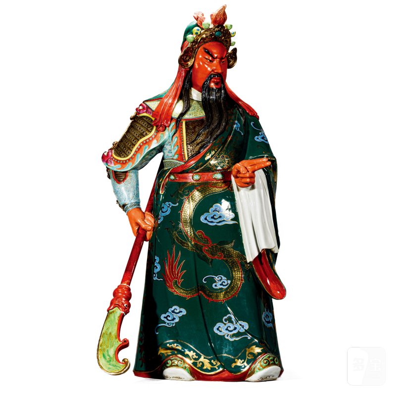 近现代 曾龙升关公瓷塑